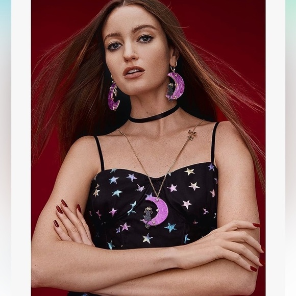 Betsey Johnson Cat and Moon Necklace - Picture 3 of 3